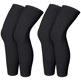 Skylety Compression Leg Sleeve Full Length Leg Sleeves Sports Cycling Leg Sleeves for Men Women, Running, Basketball (4 Pieces,Black,S)