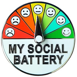 Arturbo Fun My Social Battery Slider Pin,Cool Creative Introvert Enamel Lapel Pin Emotional Mood Metal Badges for Clothes Bags Backpacks Hats Gifts Decoration