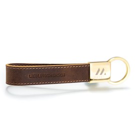 MAGATI Leather Keyring with Engraving Guardian Angel – Key Ring with Mechanism for Hooking – for Birthday or Anniversary, Vintage brown genuine leather, Lieblingsmensch
