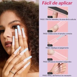 Tips Uñas Xxxl French Denim Color Natural 550pcs                                                                                                      