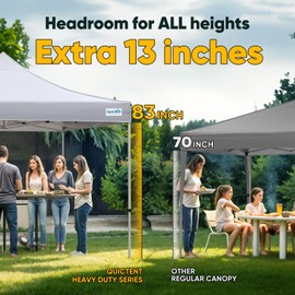 Quictent 10x10 Heavy Duty Pop up Canopy Tent, Commercial Grade Instant Shelter with Wheeled Bag for Outdoor, Beach, Parties, Markets, 500D Silver Coated UPF 50+ Sun Shield