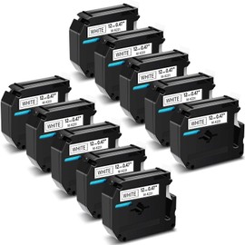 GREENCYCLE Compatible for Brother M231 M-K231 MK231 M-231 MK231s 0.47 Inch Non-Laminated Label Tape 1/2" x 26.2ft (12mm x 8m) for PT-45M PT-90 PT-70BM PT-70 PT-M95 PT65 PT-85 (Black on White,10 Pack)