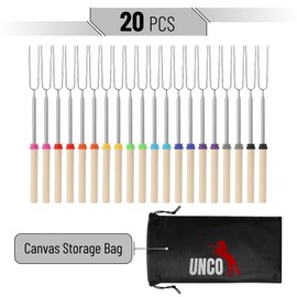 UNCO- Marshmallow Roasting Sticks, 20 Pack, 32”, Extendable Stainless Steel Smores Sticks for Fire Pit, Marshmallow Sticks for Fire Pit, Smores Skewers, Campfire Cooking Equipment, Smore Sticks