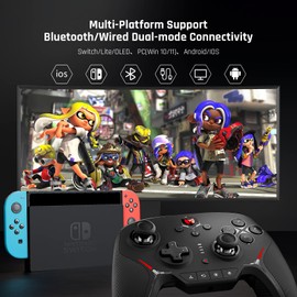 PC Gaming Controller, kabelloser Controller mit Benutzerdefinierten Tasten, 6-Achsen-Gyro, Dual Shock, Makro, Turbo, Bluetooth Game Controller für Windows 10/Android/iOS/PC