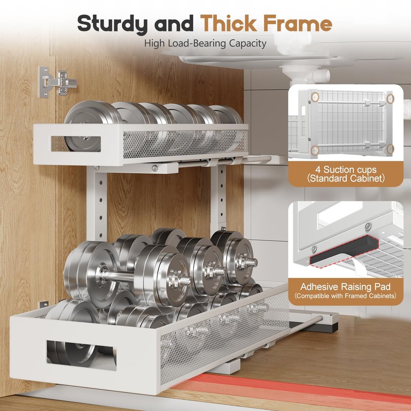 Biboraya 1 Pack 17IN Depth Under Sink Storage Organizer, Large