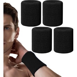 Wristbands, Sweat Absorbent, Quick Drying, Set of 4, Sports Band, Stretchy, Breathable, Antibacterial, Odor Resistant, Wrist Support, Reduces Fatigue, Skin-friendly, Lightweight, Wrist Band, Baseball