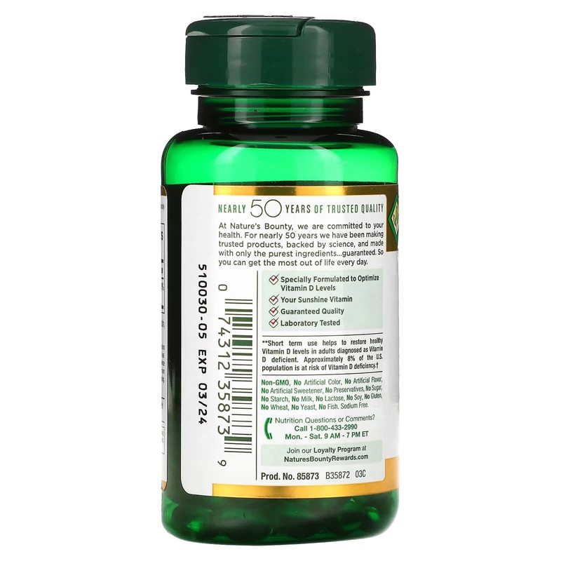 Nature's Bounty D3-10,000 IU Softgels 72 ea (Pack of 4)