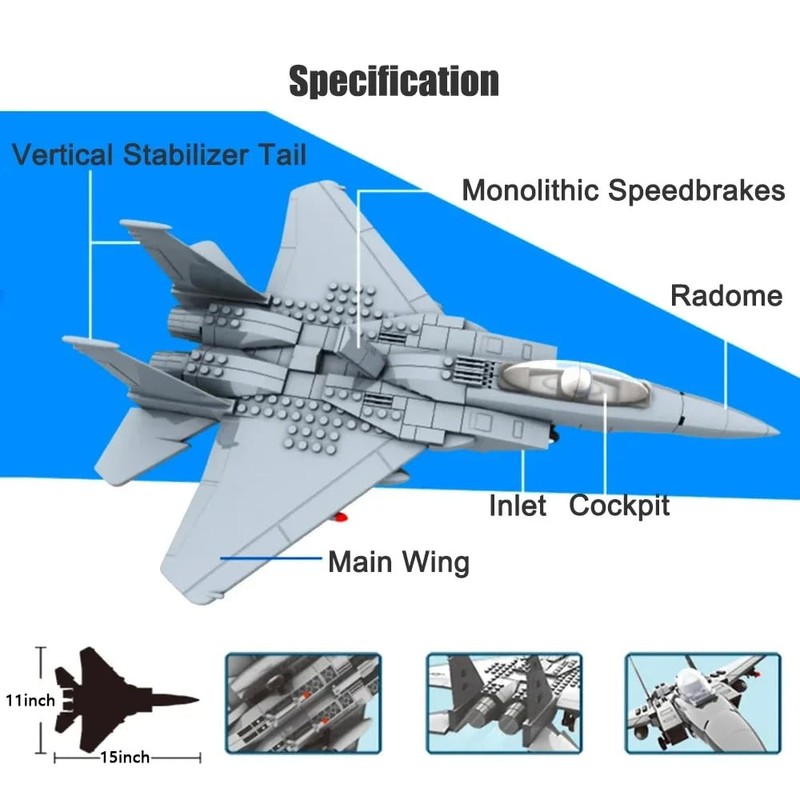 F-15 Fighter Eagle Building Block Airplane Air Force Building Toys