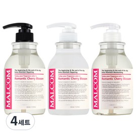 Malcolm Romantic Cherry Blossom Shampoo 520ml + Treatment 520ml + Body Wash 520ml, 4 sets / 말콤 로맨틱 체리블라썸 샴푸 520ml + 트리트먼트 520ml + 바디워시 520ml, 4세트