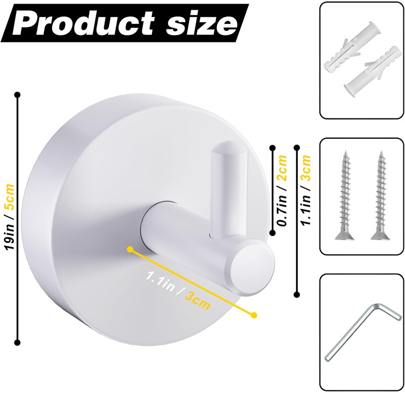 QNIIAED 2 Pack Towel Hooks for Bathrooms,Stainless Steel Door Hook