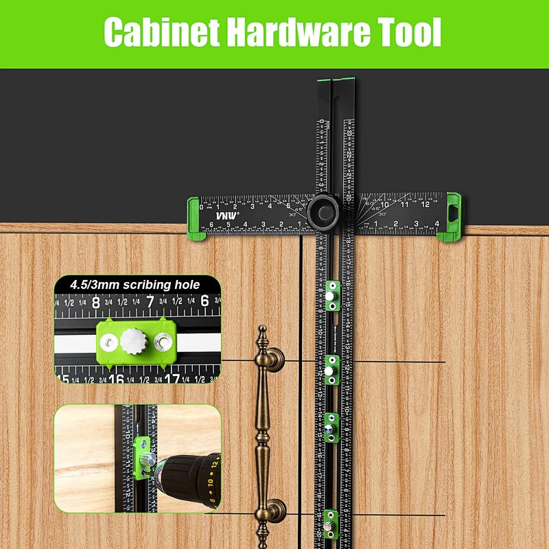 VNW 6 in 1 Adjustable T Square, 24in Drilling Positioning