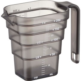 Yamazaki 6920 Magnetic Tiered Measuring Cup, 200 mL, Black, Approx. W 4.7 x D 2.7 x H 3.5 inches (12 x 6.8 x 9 cm), Tower Type, Easy to Read from Above, Measuring Cup