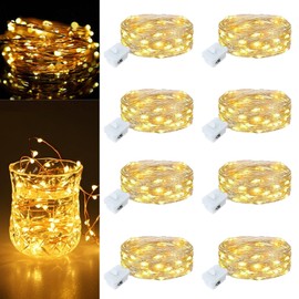 8Pack Fairy Lights Battery Operated 7ft 20 LED Mini String Twinkle Lights Waterproof 3 Modes Firefly Starry Moon Lights for Mason Jars DIY Crafts Christmas Wedding Party Bedroom Decoration