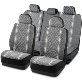 Road Comforts Baja Bench Seat Covers Grey Diamond Rear Blanket Seat Covers - Jacquard Fabric, Airbag Compatible, Universal Fits Car, Truck, SUV, and Vans