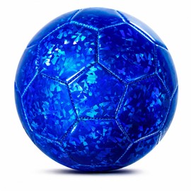 Paokoo Kids Soccer Ball Size 3, Blue Glitter Training Ball with Pump