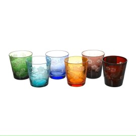 Pols Potten Blossom Glasses Set of 6 Colors Sandblasted Decoration