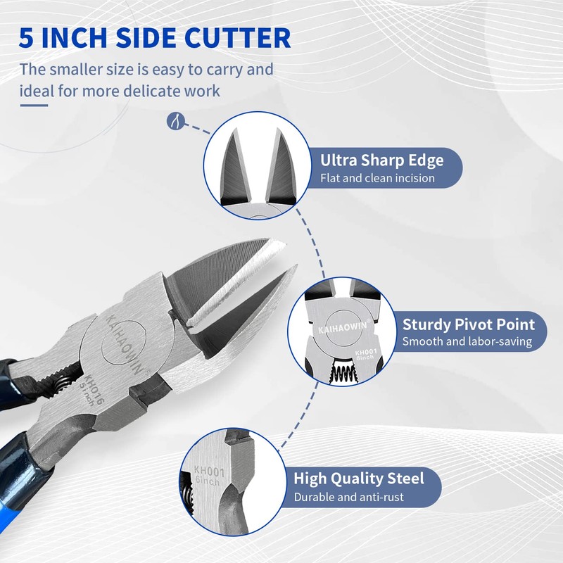 Wire Cutters 5", 5 Pack KAIHAOWIN Precision Flush Cutters Ultra