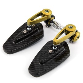 7/8'' 22mm Motorcycle End Bar Mirror Universal Foldable Motorbike Side Mirror for Bobber Cafe Racer Street bike (Gold)