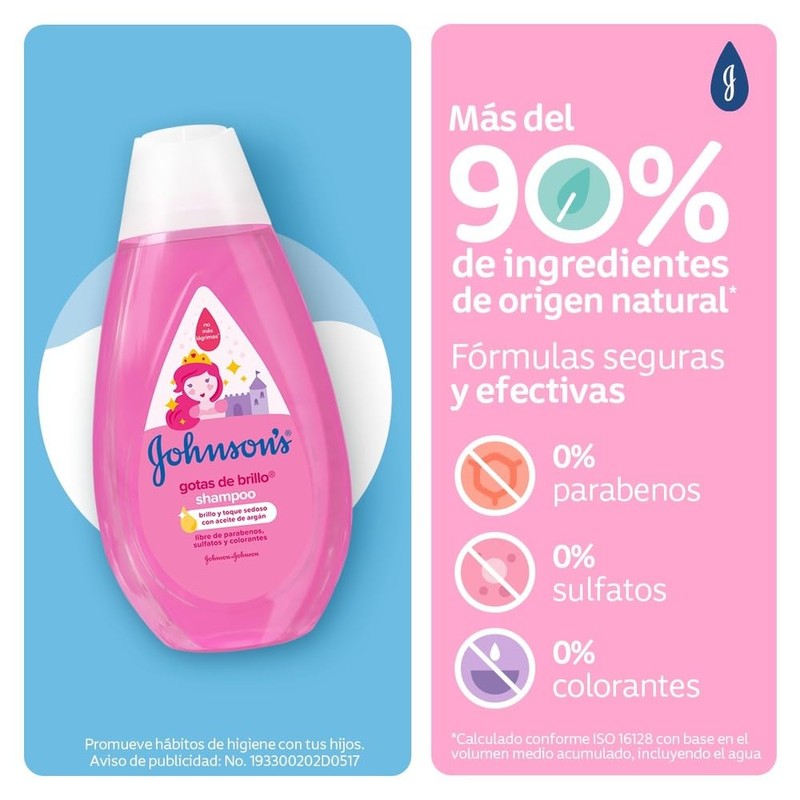 Johnson's Baby Shampoo Johson's Gotas De Brillo 750 Ml, color,