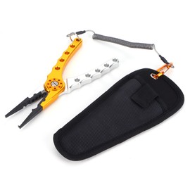 Fishing Lure Pliers Tongs Multifunction Aluminum Alloy Hook Remover Tool Equipment(Gold Silver )