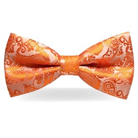 JEMYGINS Mens Pre-tied Paisley Bow Tie for Wedding Party Adjustable Bowties, Orange, general
