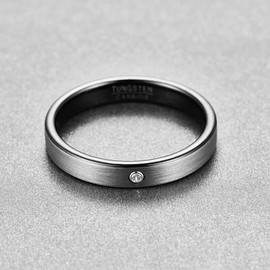 NUNCAD Pair of Rings Wedding Rings 4 mm 6 mm Wide Tungsten Ring Men's / Women's Grey/Black for Wedding, Engagement, Daily and Hobby, Size 49 to 72, Tungsten