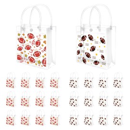Lebaley 24PCS Clear Football Treat Bags with Handles - Football Party Favors Clear Gift Bags Football Party Snack Goodie Bags for Kids Team Birthday Sport Themed Supplies
