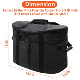 Carry Bag for Ninja Crockpot Slow Cooker, Portable Travel Carrier Case for Foodi Possiblecooker Pro 8.5 Qt, Slow Cooker Bag, Ninja Accessories
