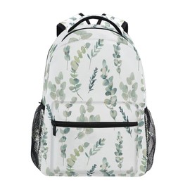 Green Sage School Backpack for Kids Boy Girls Eucalyptus Leaf School Bag Daypack Spring Floral Laptop Bookbags Camping Travel Outdoor Shoulder Bag One Size
