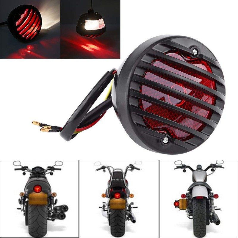 KIMISS Tail Brake Light,Black Round Motorcycle Rear Brake Tail Lights