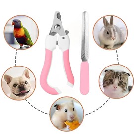 Cat Nail Clippers for Beginners and Groomers - Durable pet trimmer - Supplies with Safety Guard, Avoid Overcutting - Grooming Tool for Small Animals Tiny Dog Indoor Cat Bunny Rabbit Bird Kitten (Pink)