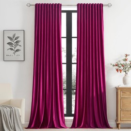 PRIMROSE Hot Pink Velvet Curtains 72 inch Long for Living Room,Set of 2 Panels Blackout Rod Pocket Back Tab Window Treatment Room Darkening Heavy Decorative Curtains Drapes for Bedroom