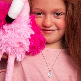 925 Sterling Silver Girl's 16" Clear Heart Cubic Zirconia Pendant Necklace - Cute and Elegant Chain Necklace for Little Girls & Preteens - Small Colorless Heart CZ Pendant Jewelry for Young Girls