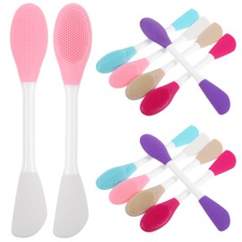 50 Pcs Silicone Face Mask Applicator, 2 in 1 Double-Sided Facial Scrubber Brush Tool, Double-Head Manual Cleansing Brush for Deep Gentle Exfoliating
