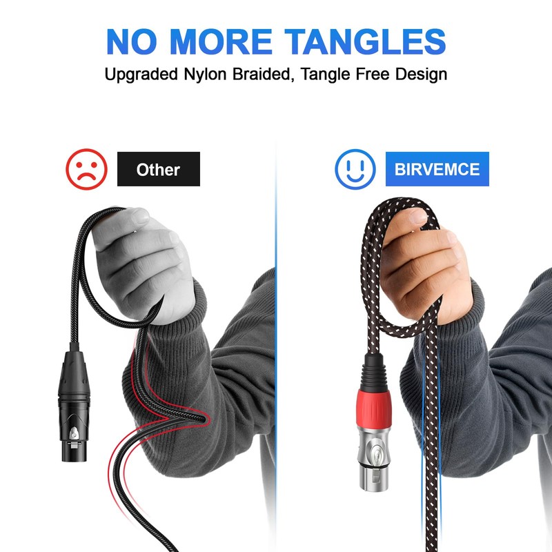 Birvemce 2 Pack Premium 25FT XLR Cables, XLR Microphone Cable,
