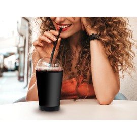 Mugzie Deluxe Iced Coffee Insulator Sleeve - Reusable Neoprene Cozy for Cold Drink Cups - Prevents Condensation and Tip Overs - Made in USA - Black (Large 22-26 Oz)