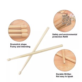N/A 2 Drumstick Pencils Wooden Musical Drum HB Pencil Novelty Kids Gadget Gift