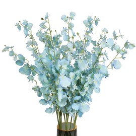 Orchids Artificial Flowers,10 PCS (Each 37'') Fake Orchid Artificial Orchids Long Stem Artificial Flowers Fake Silk Flowers for Indoor Outdoor Wedding Home Office Decoration(Blue)