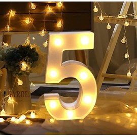 JYB Hopefuture LED Numbers 3D Lamp Illuminated Numbers, Decoration Numbers Night Light Lamp 0 1 2 3 4 5 6 7 8 9, for Wedding, Birthday, Party, Christmas Lamp (5)