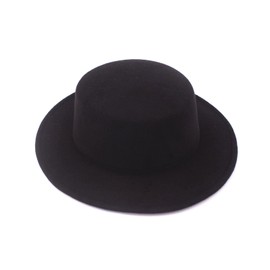 Happyupcity Black Classic Wool Fedora Hat Women Men Flat Top Hat Vintage Wide Brim Jazz Cap for Concert Wedding