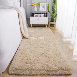 Chicrug Soft Runner Rugs for Bedroom, 2x6 Feet Plush Fluffy Carpet Runner Rug, Shag Furry Area Rug Non Shedding for Children Kids Girls Room Bedside Home Decorative, Camel