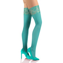 sesto senso Calze Autoreggenti Opache Microfibra 40 den Coprenti Donna Pack of 1, Mint, Turquoise