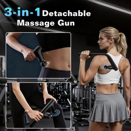 UPSPORT Massage Gun Deep Tissue Muscle Massager with 3-in-1 Detachable Handle Portable Mini Muscle Massager, Full-Body Massage Tool for Back/Neck/Shoulder/Foot Relaxation Up to 3000 RPM for Men/Women