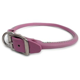 Auburn Leathercrafters Round - Rolled Dog Collar 1x22 PINK
