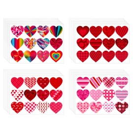 Valentine Stickers 32 Sheets Heart Stickers 384 Pcs Valentines Day Stickers Glitter Heart Stickers Cute Love Stickers Valentine Decorations for Gifts Cards Envelopes Craft Gift Bags Wedding Party
