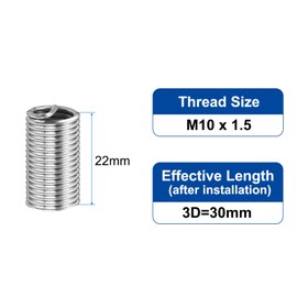 sourcing map 50pcs Wire Thread Inserts M10 x 1.5 3D(30mm) Metric 304 Stainless Steel Helical Type Coiled Thread Repair Kit Wire Screw Threaded Sleeve Sheath for Mechanical Equipment