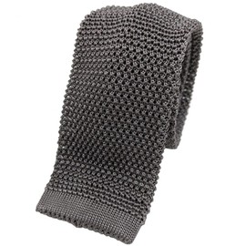 [C CRAVATTERIA] イタリア製 ニットタイ シルク メンズ ビジネス オフィスカジュアル (グレー)