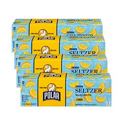 Polar Seltzer Water Lemon 100% Natural Sparkling Soda Beverage Soft Drink Cans - 4 Cases (48 Pack)