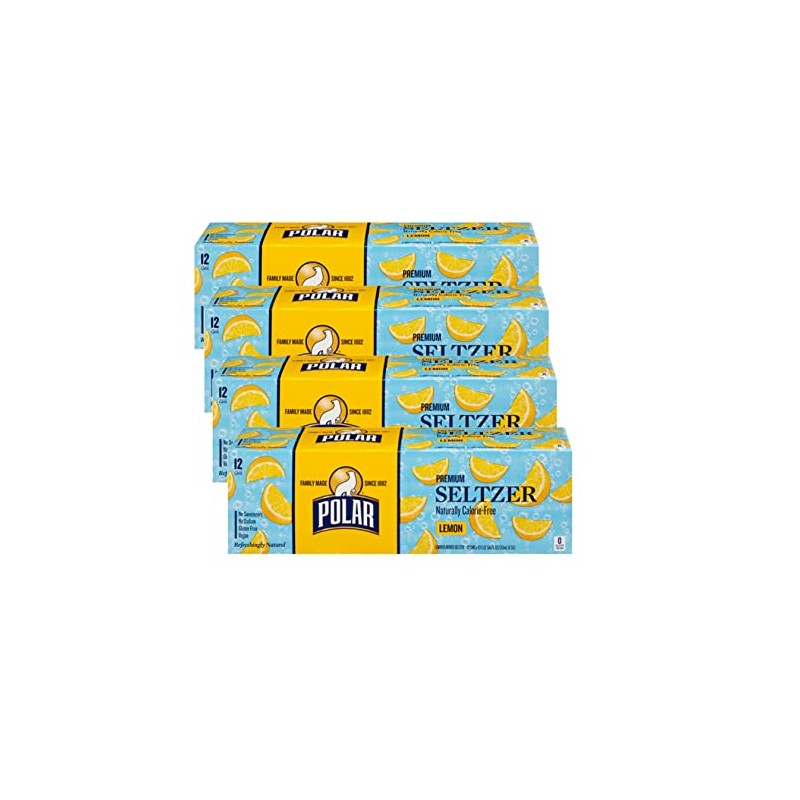 Polar Seltzer Water Lemon 100% Natural Sparkling Soda Beverage Soft
