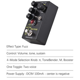 Guitar Effect Pedal,HUIOP Fuzz Guitar Effect Pedal 4 Mode Switch & Volume/Tone/Sustain Controls Compact Portable Digital Fuzz Guitar Effector Effect Processor for Electric Guitar - Big Fuzz